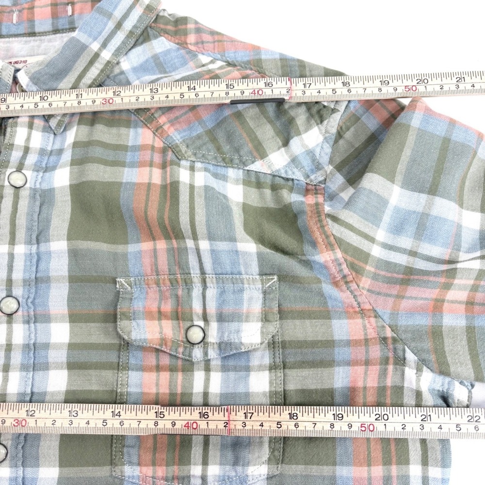 Lucky Brand Plaid Pearl Snap Western Shirt Women's L Lined Cotton Blend Warm - Picture 6 of 10